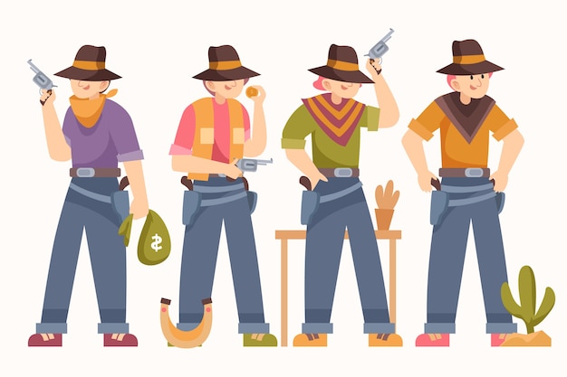 Free Vector flat design gaucho character collection