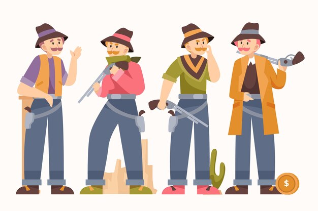 Flat design gaucho character collection