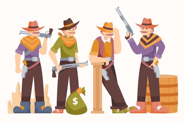 Flat design gaucho character collection