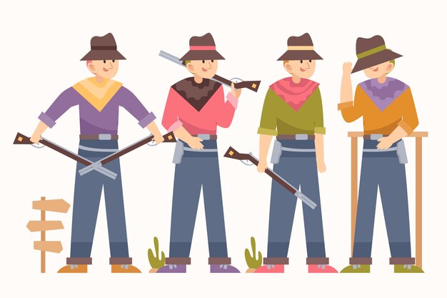 Flat design gaucho character collection