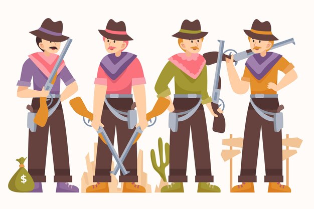 Flat design gaucho character collection