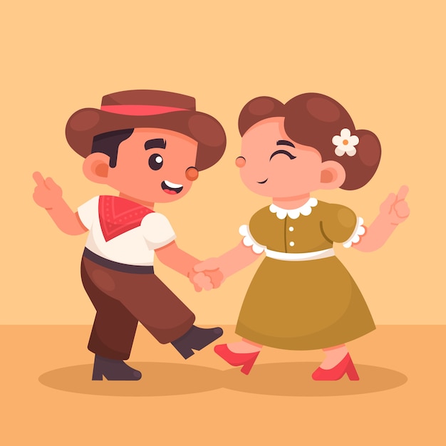 Flat design gaucho character dancing illustration