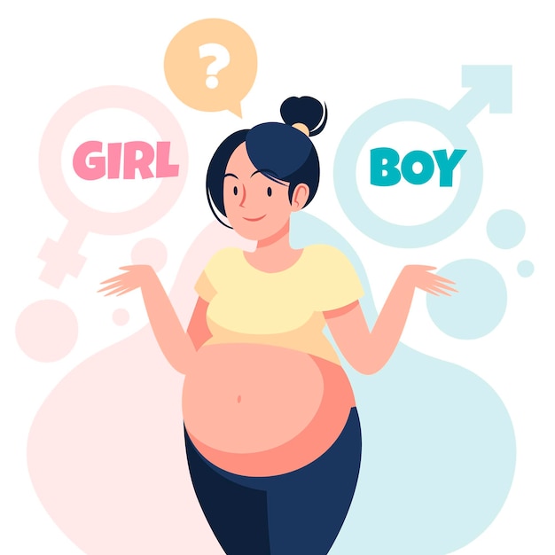 Flat design gender reveal concept illustration