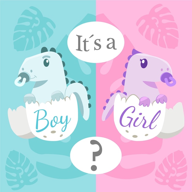 Flat design gender reveal concept illustration