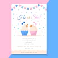 Free vector flat design gender reveal invitation template