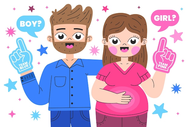 Flat design gender reveal party concept