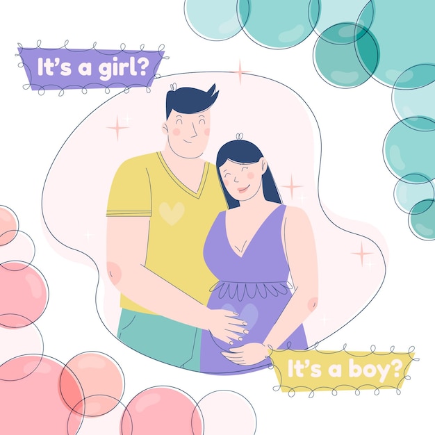 Flat design gender reveal party concept