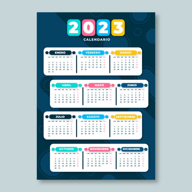 Flat design geometric 2023 colorful calendar