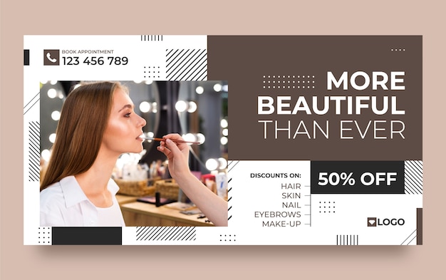 Flat design geometric beauty salon facebook template