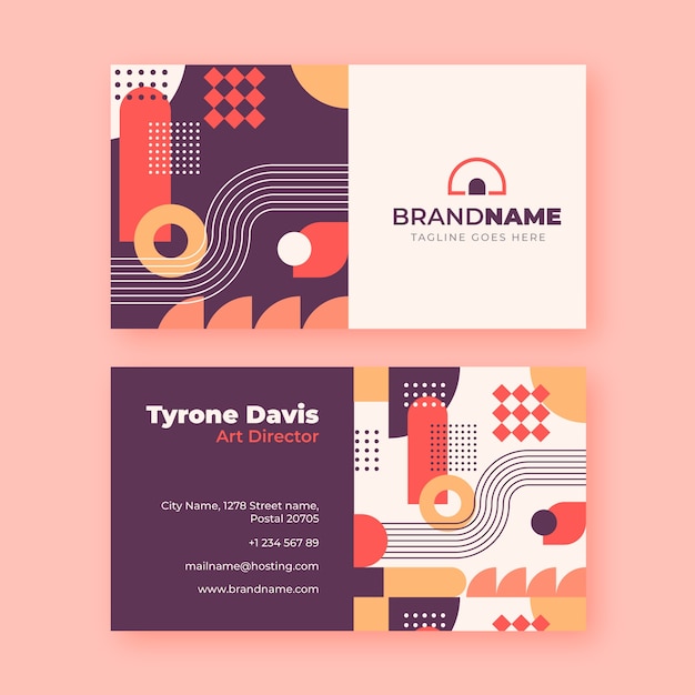 Free Vector flat design geometric business card template