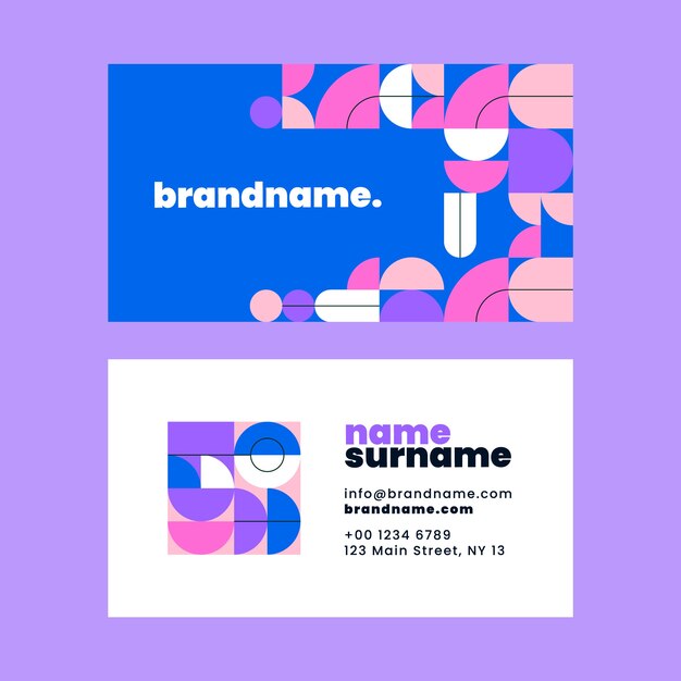 Flat design geometric business card template