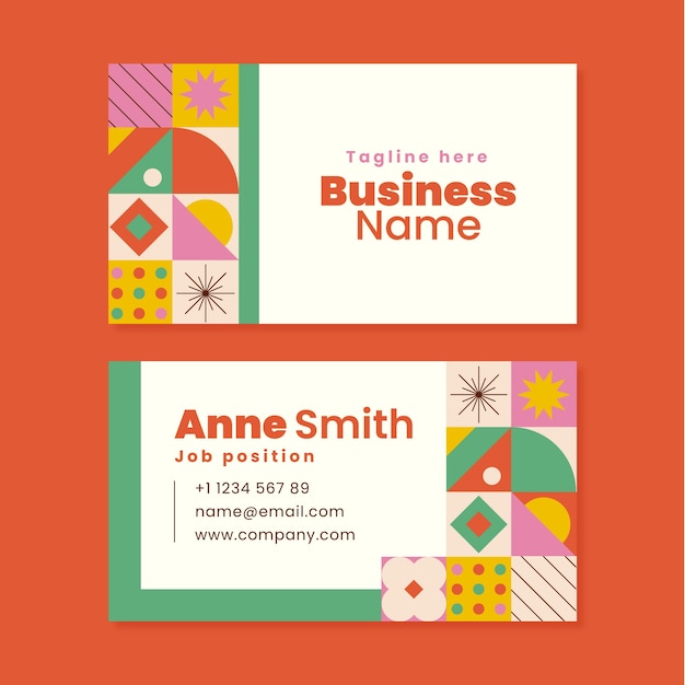 Flat design geometric business card template