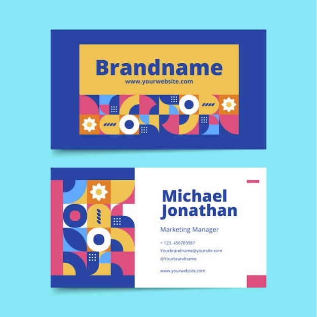 Free vector flat design geometric business card template