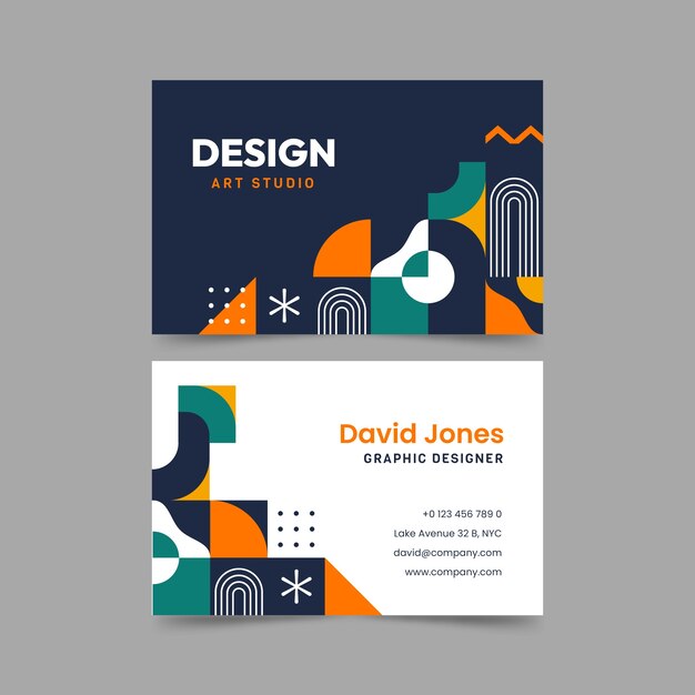 Flat design geometric business card template