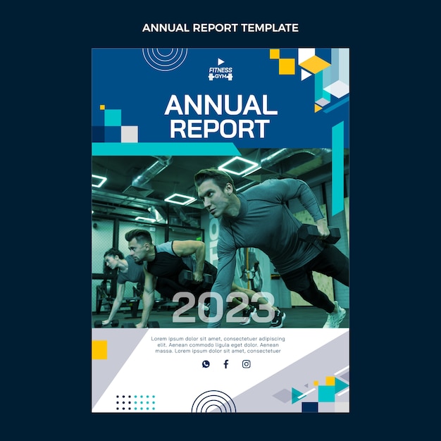 Flat design geometric fitness annual report