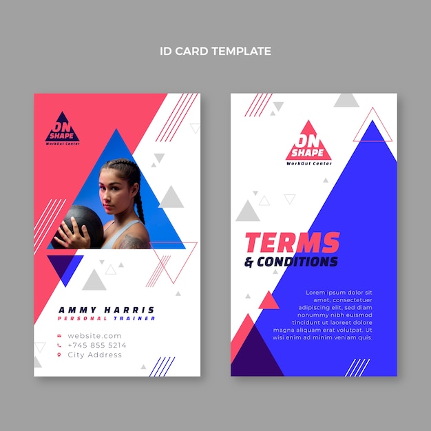 Flat design geometric fitness id card