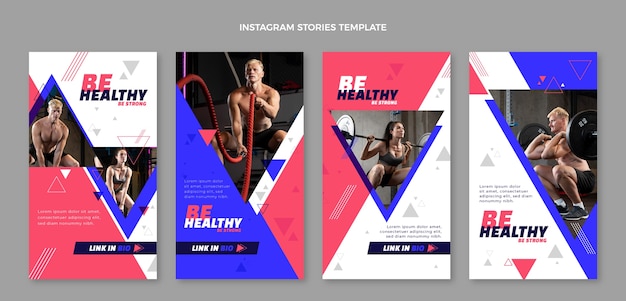 Free Vector flat design geometric fitness instagram stories