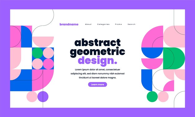 Flat design geometric landing page template