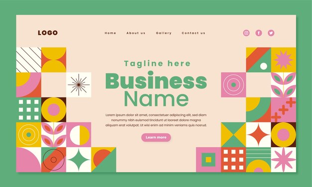 Flat design geometric landing page template