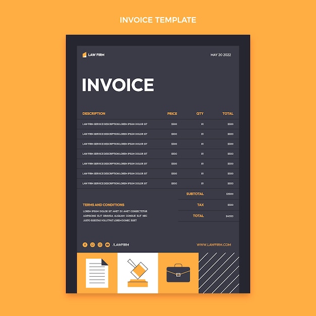 Flat design geometric law firm invoice