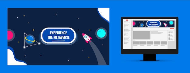 Flat design geometric metaverse youtube channel art