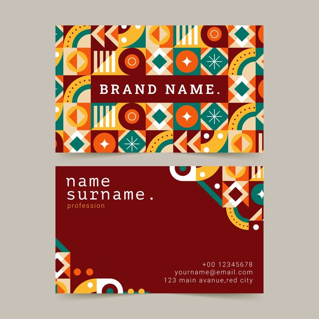 Flat design geometric pattern business card