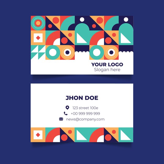 Flat design geometric pattern business card