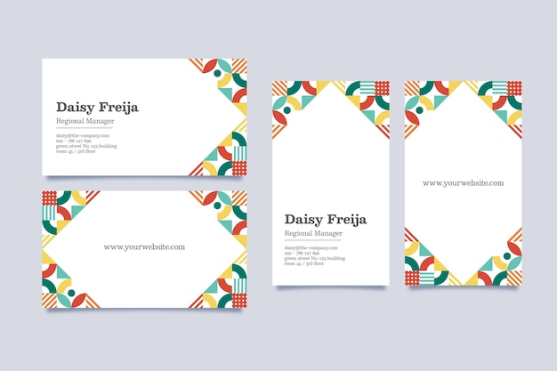 Free Vector flat design geometric pattern business card