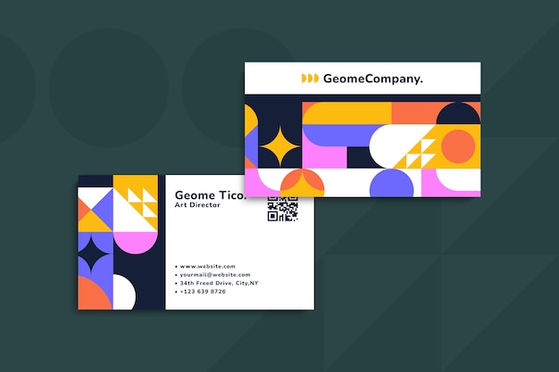 Free vector flat design geometric pattern business card