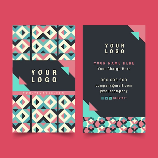 Free Vector flat design geometric pattern business card