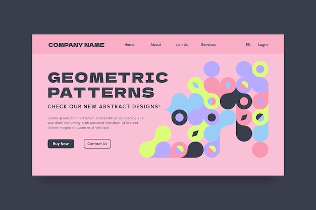 Flat design geometric pattern landing page