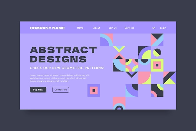 Flat design geometric pattern landing page