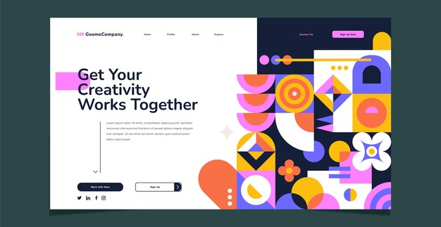 Flat design geometric pattern landing page