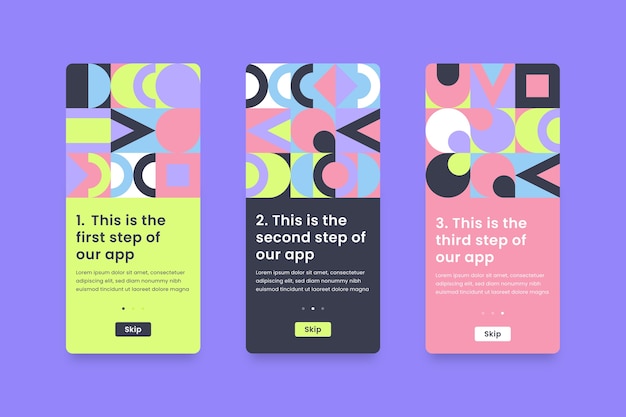 Flat design geometric pattern mobile design template