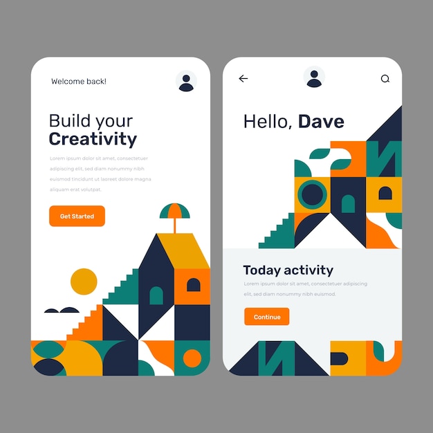 Flat design  geometric pattern mobile design template