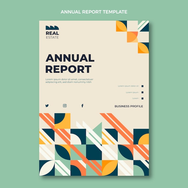 Flat design geometric real estate annual report template