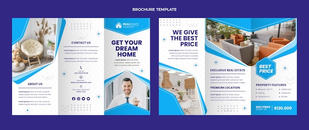 Flat design geometric real estate brochure