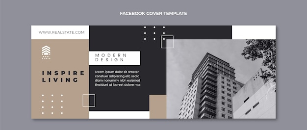 Flat design geometric real estate facebook cover