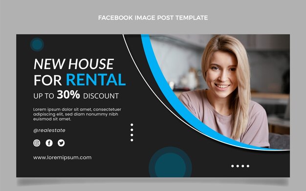 Flat design geometric real estate facebook post