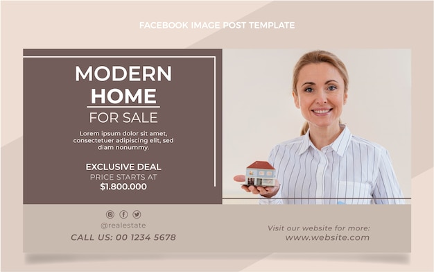 Free Vector flat design geometric real estate facebook post