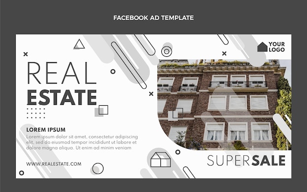 Free Vector flat design geometric real estate facebook