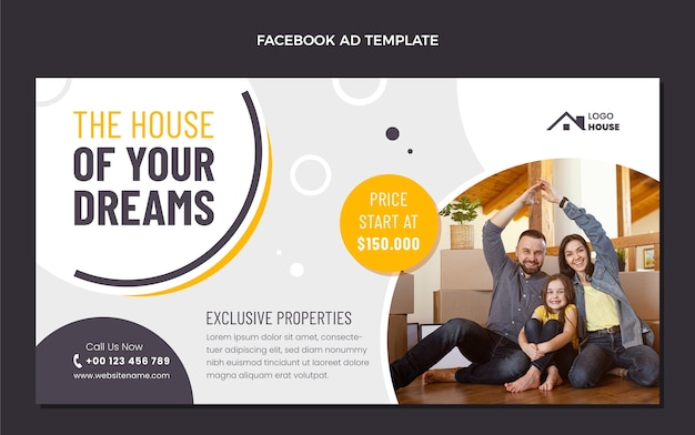 Flat design geometric real estate facebook