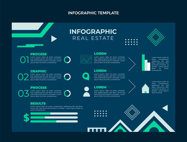 Flat design geometric real estate infographic