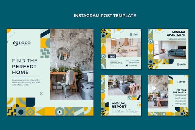 Free Vector flat design geometric real estate instagram post