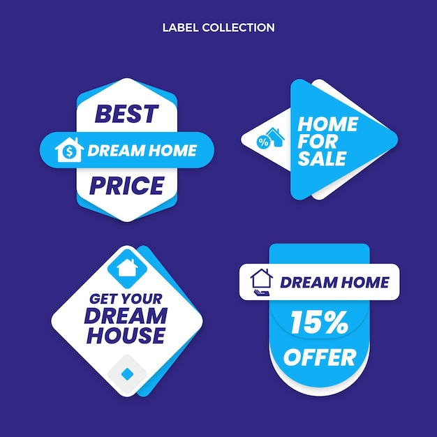 Flat design geometric real estate labels