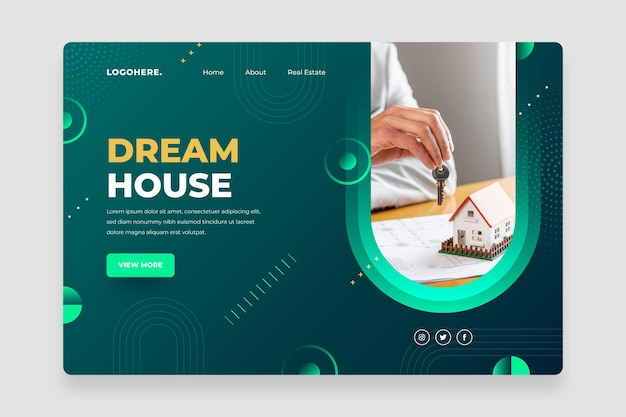 Free vector flat design geometric real estate landing page