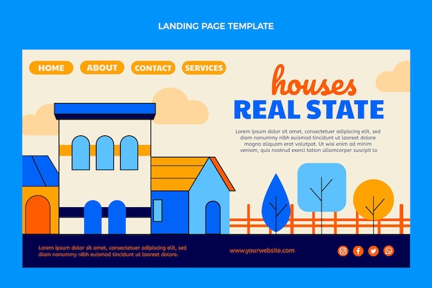 Flat design geometric real estate landing page