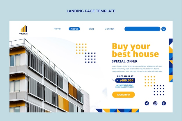 Flat design geometric real estate landing page