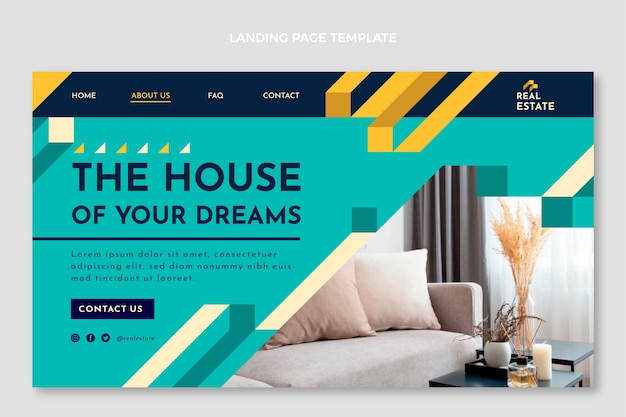 Free Vector flat design geometric real estate landing page