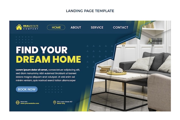 Flat design geometric real estate landing page